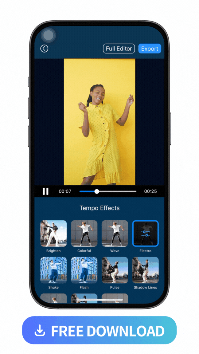 workflow of editing the tempo effect to a dancing woman video with PowerDirector